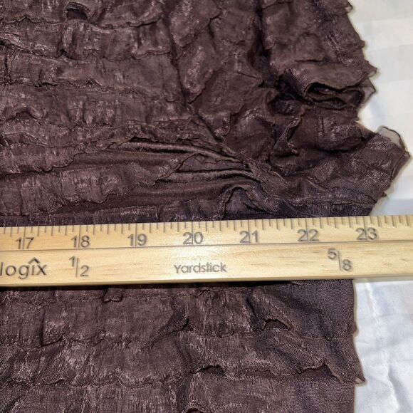 Cato Women Top 22/24W Short Sleeve Scoop Neck Stretch Brown Ruffle Tiered - Picture 11 of 11
